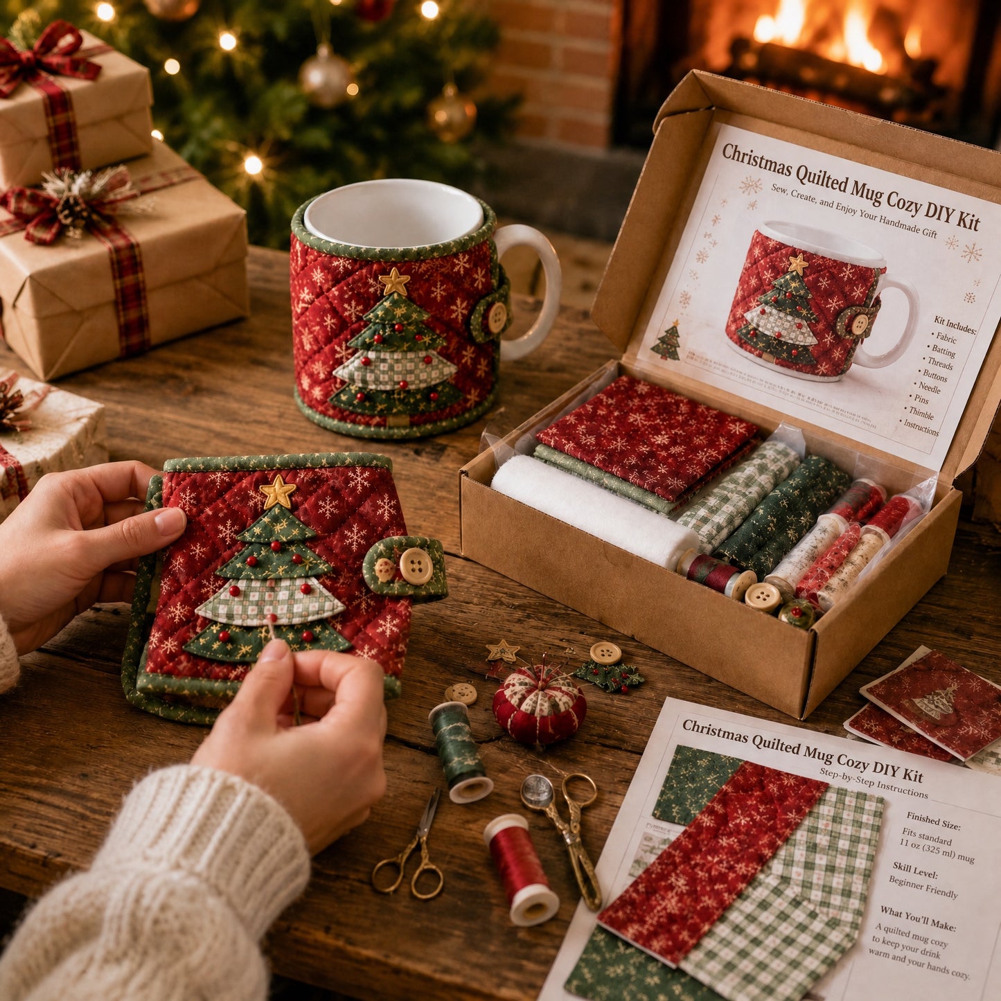 DIY Christmas Mug Cozy Sewing Kit ✨ 9 Festive Designs for Standard‑Size Mugs