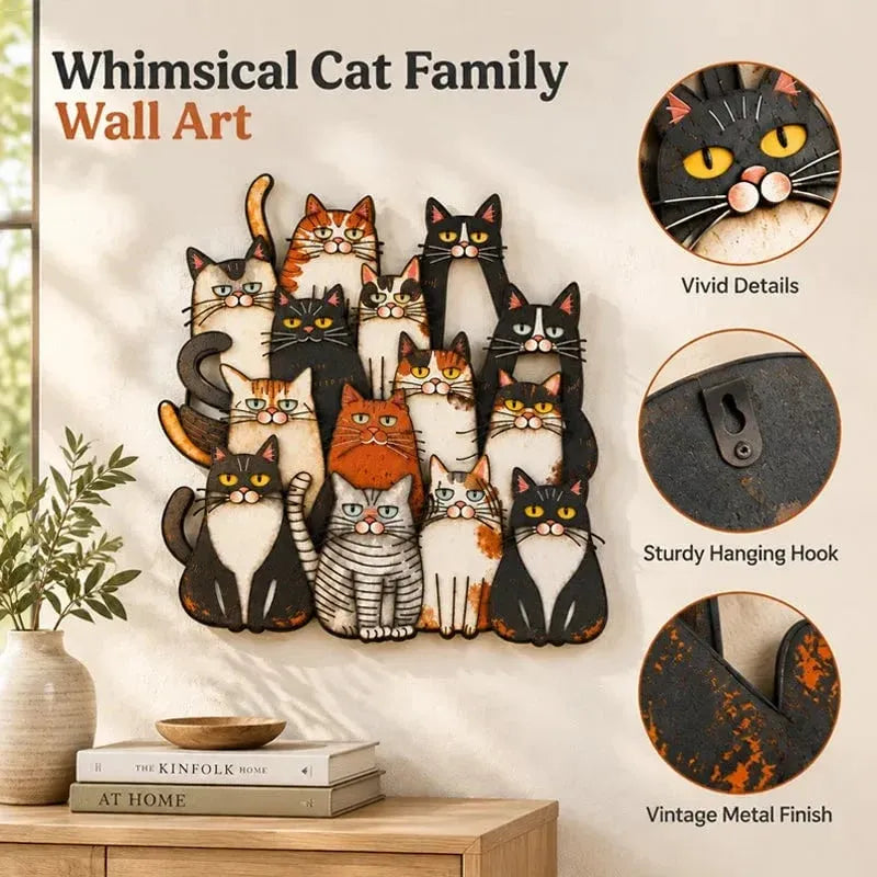 😻🐾Whimsical Cat Family Metal Wall Art