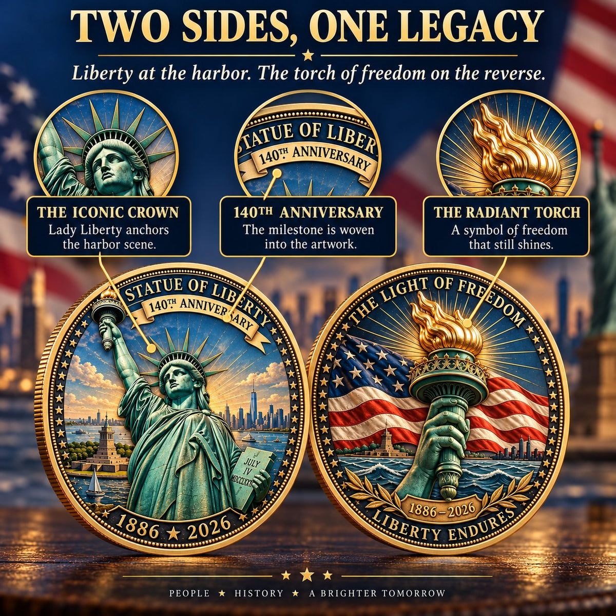 ⏳ Last Day 50% OFF – 🗽 Statue of Liberty 140th Anniversary Commemorative Coin | 1886–2026 American Heritage Keepsake 🇺🇸