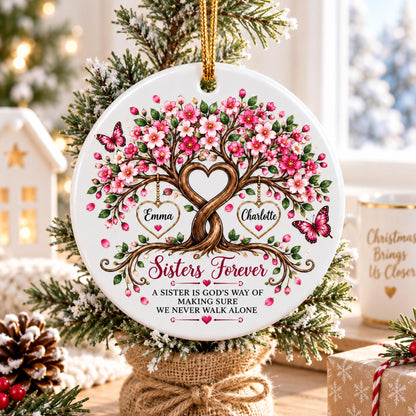 Personalized Sisters Forever Tree of Life Christmas Ornament