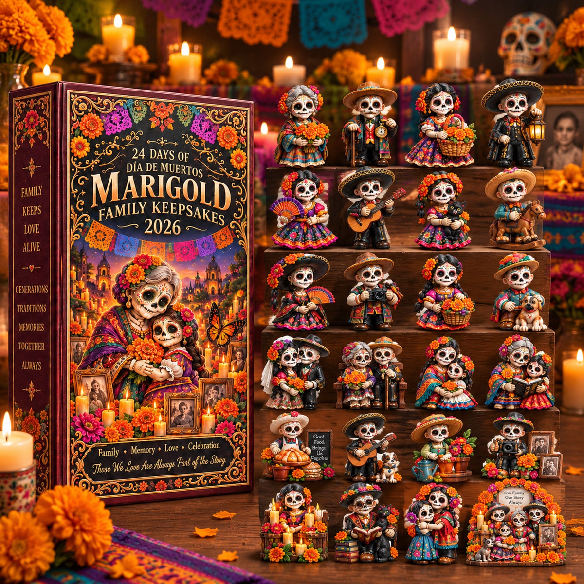 Pueblo del Día de Muertos 2026 – 24-Day Day of the Dead Collectible Countdown Calendar with 24 Unique Miniatures