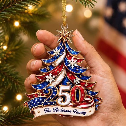 Personalized USA 250th Anniversary Christmas Ornament