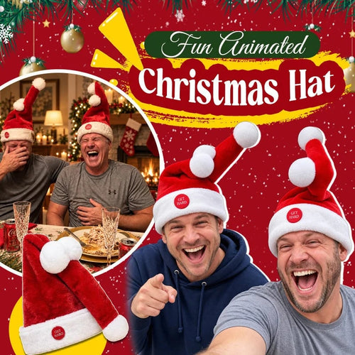 🎅 Funny Moving & Singing Santa Hat – Fun Christmas Party Accessory