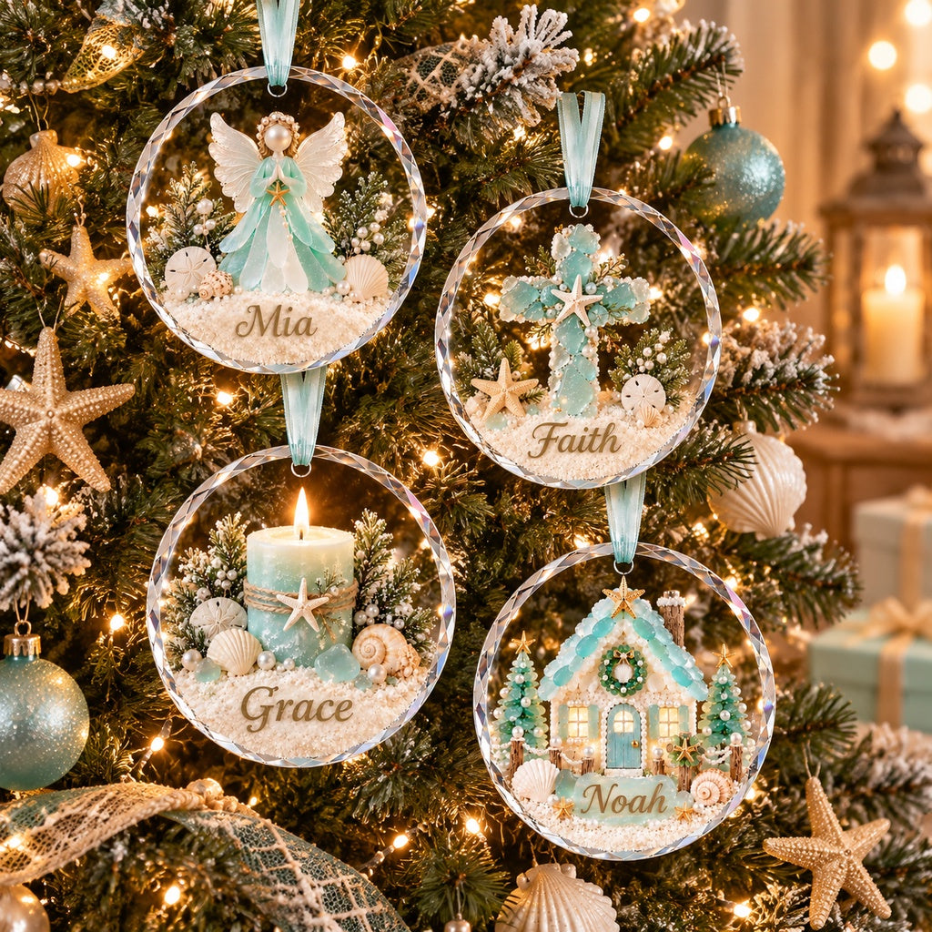🎄✨Personalized Coastal Beach Christmas Ornament