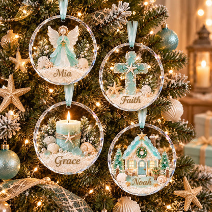 🎄✨Personalized Coastal Beach Christmas Ornament