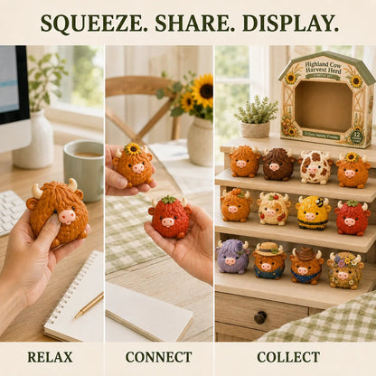 🐮 Highland Cow Squishy Collection | 12-Piece Harvest Herd or 24-Piece Holiday Collector’s Edition with Unique Characters & Secret Cow ✨