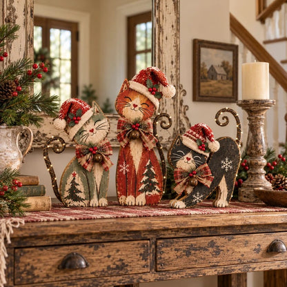 Vintage Christmas Cat Trio