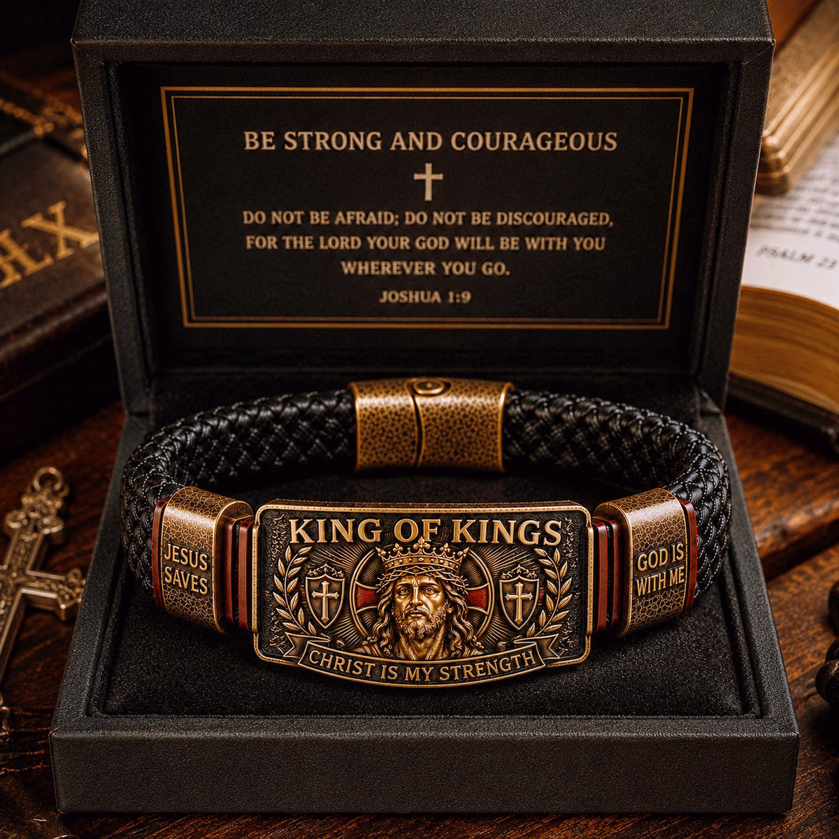 ✝️King of Kings Faith Bracelet – Adjustable Christian Wristband Gift
