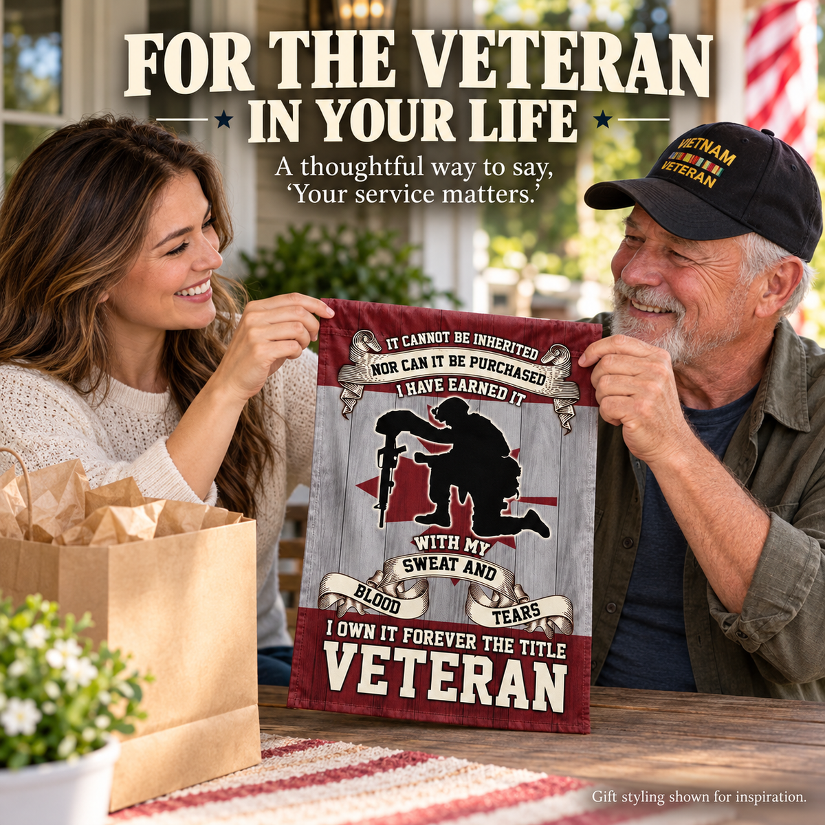 "The Title I Earned" - Proud Veteran Double-Sided Flag | Outdoor Garden & House Decor 🇺🇸🦅