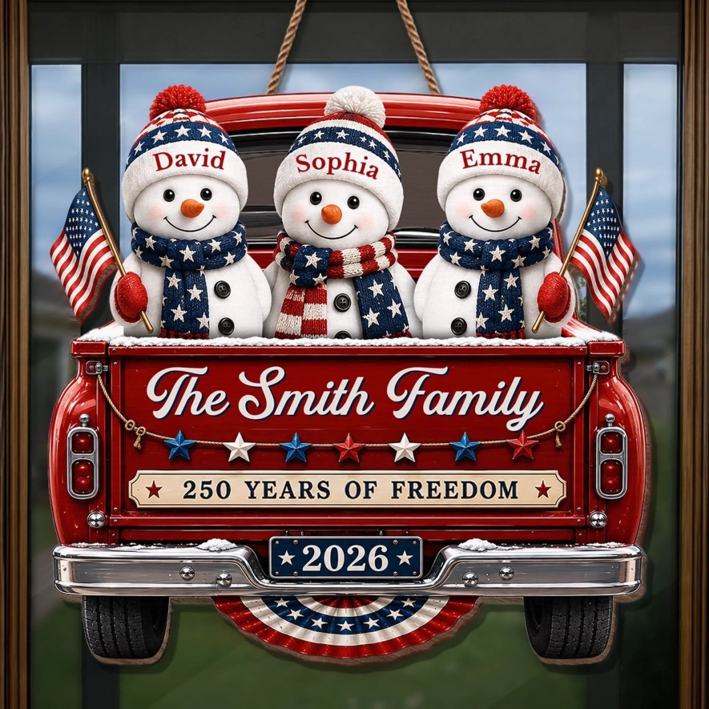 Custom Snowman Premium 3D Ornament - Personalized America 250th Anniversary Christmas Gifts For Mom, Dad, Brother, Sister - Celebrating Home And Holiday