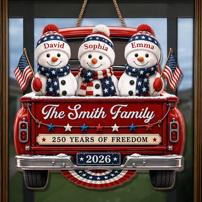 Custom Snowman Premium 3D Ornament - Personalized America 250th Anniversary Christmas Gifts For Mom, Dad, Brother, Sister - Celebrating Home And Holiday