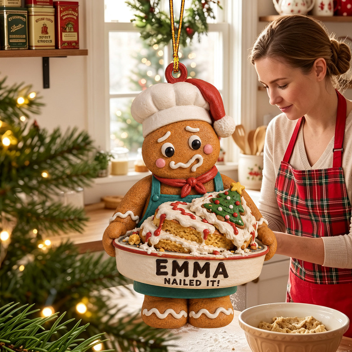Personalized Gingerbread Baker   Christmas Ornament – Custom Name "Nailed It!" Baking Gift