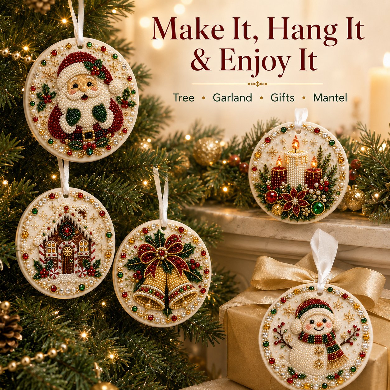 🔥Last Day 50% OFF-🌲✨ DIY Pearl & Gem Christmas Ornament Collection