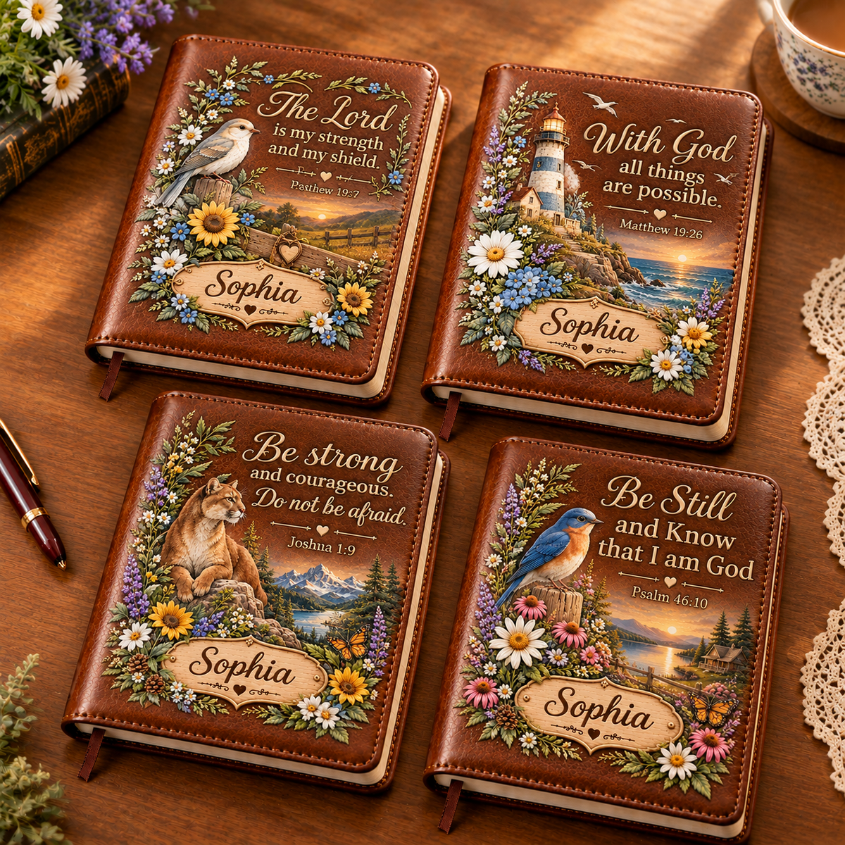 📖 Personalized Leather Scripture Notebook