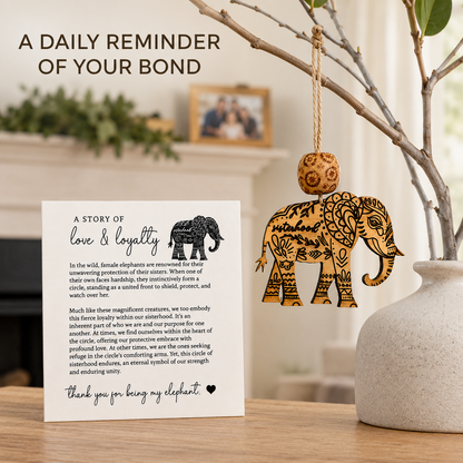 "Thank You For Being My Elephant" 🐘 Sisterhood Wooden Ornament & Story Card Gift Set