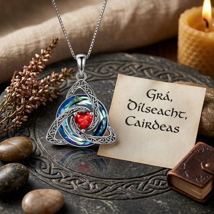 Birthstone Celtic Trinity Knot Necklace – Silver-Plated Crystal Pendant Jewelry