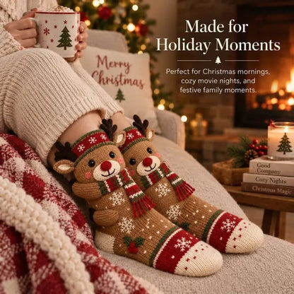🧦3D Hugging Christmas Socks 🎅 Cute Knit Holiday Socks 5 Designs