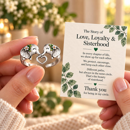 🐘  Elephant Heart Ring – Meaningful Sisterhood & Best Friend Gift with Message Card