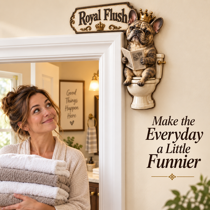 👑 "The Royal Flush" Frenchie Door Frame Decor | Hilarious Bathroom Wall Art 🐶🚽