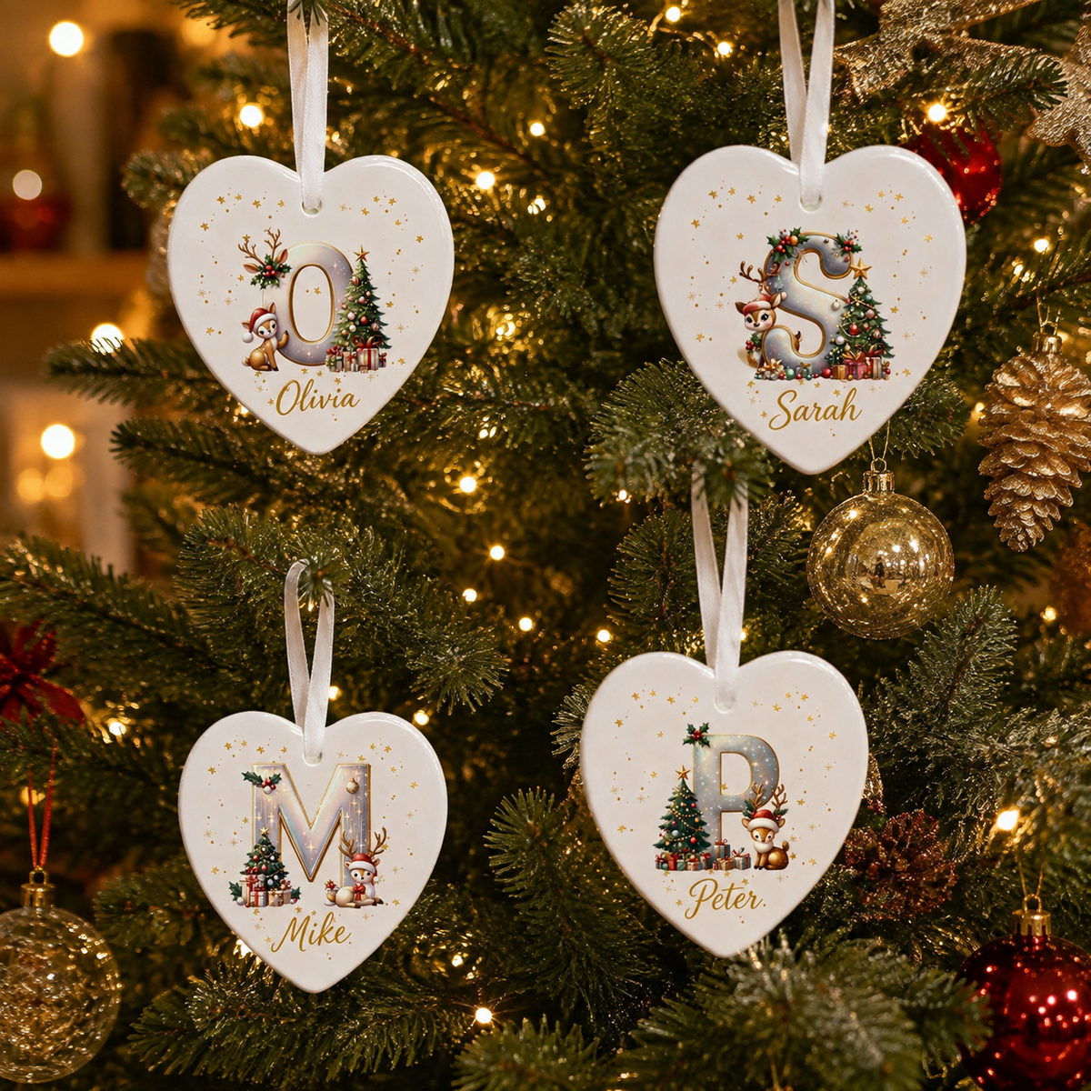 ✨ 💖 Personalized Christmas Initial Ornaments – Keepsake Holiday Collection 🎄