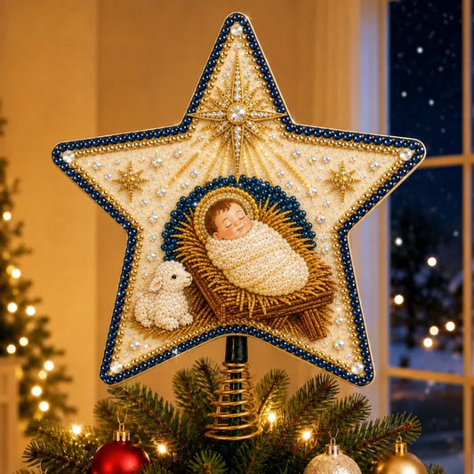 ⭐ Christian Faith Pearl Diamond Art Christmas Tree Topper Kit