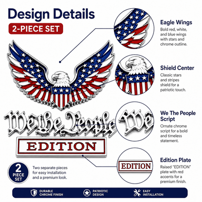 We the People Patriotic Eagle Auto Emblem Set (2-Piece)