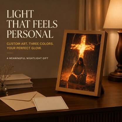 Faith That Glows At Night 🕊️ Illuminated Christian Art Frame | Eye‑Safe LED Devotional Night Lamp, Rechargeable & USB Option, Religious Keepsake Gift