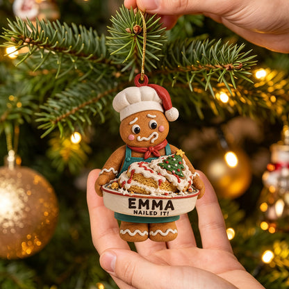Personalized Gingerbread Baker   Christmas Ornament – Custom Name "Nailed It!" Baking Gift