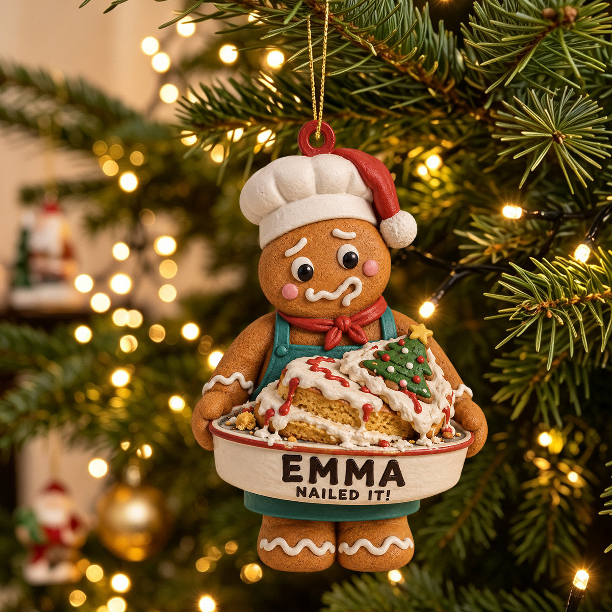 Personalized Gingerbread Baker   Christmas Ornament – Custom Name "Nailed It!" Baking Gift