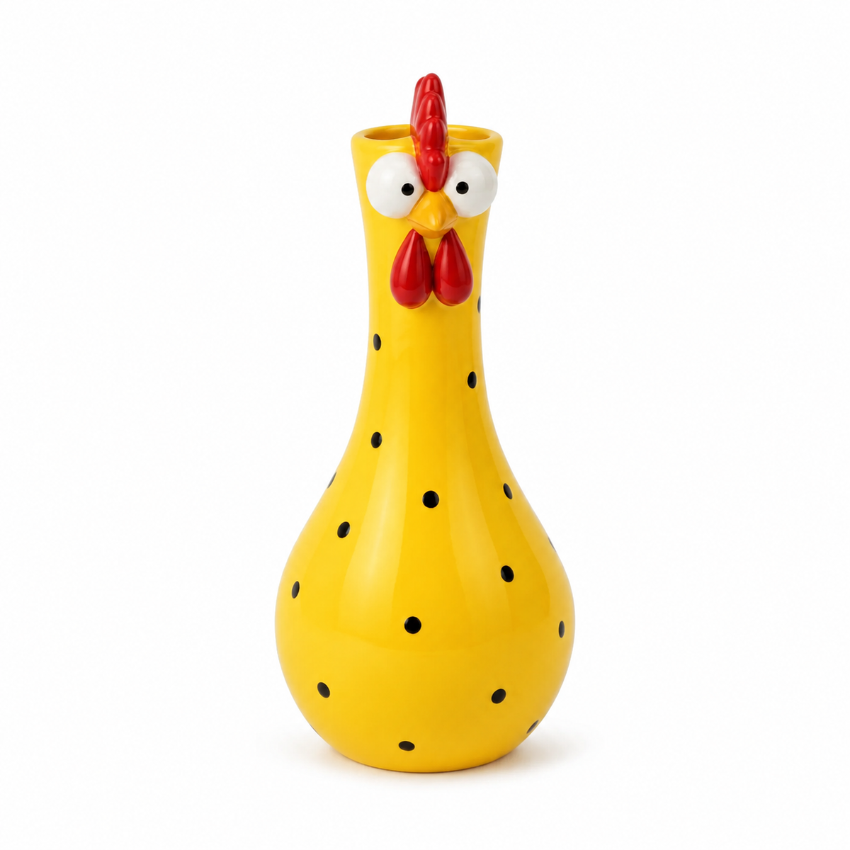 Chicken Resin Vase, Farmhouse Polka Dot Flower Holder, Farmhouse Kitchen Decor