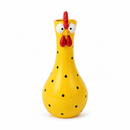 Chicken Resin Vase, Farmhouse Polka Dot Flower Holder, Farmhouse Kitchen Decor
