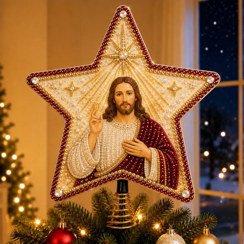 ⭐ Christian Faith Pearl Diamond Art Christmas Tree Topper Kit