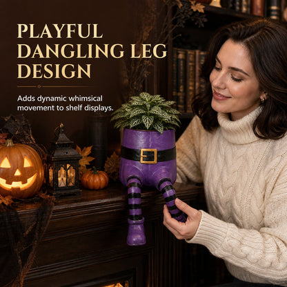 💀🎃Halloween Whimsical Hanging Leg Planter Hand-Painted Resin Succulent Pot💐