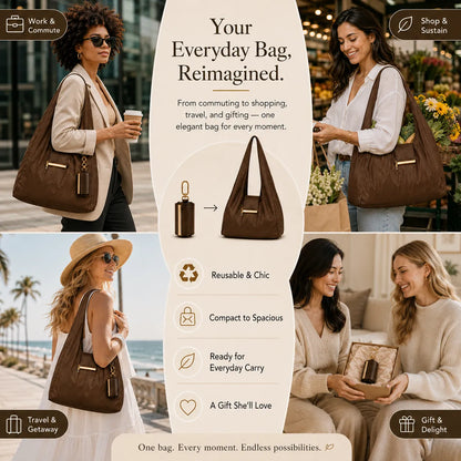 Transformable Bag – Stylish Vegan Leather Tote & Keychain Charm