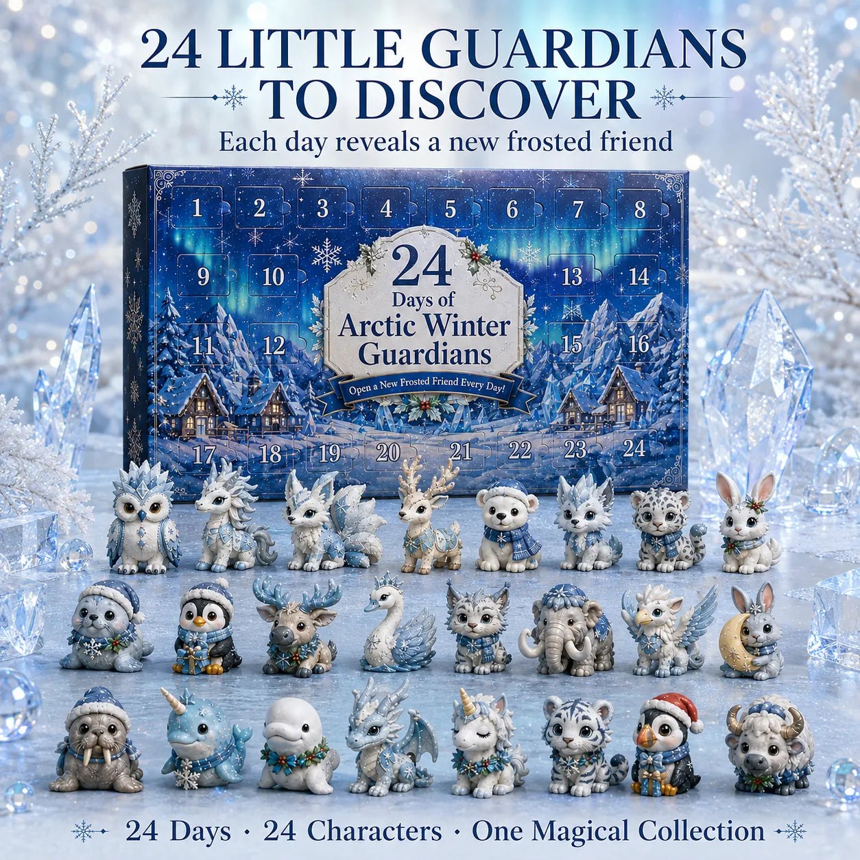 ⏳ Last Day 50% OFF – ✨ 24-Day Fantasy Guardian Advent Calendar Collection | 24 Unique Mini Collectible Characters with 4 Magical Themes for Daily Surprises & Display 🌲🌊
