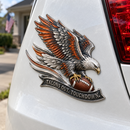🦅 "Talons Out. Touchdown!" Premium Metal Eagle Car Emblem 5.9“*5.9” | The Ultimate Football Fan Decal