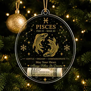 🎄✨ Zodiac Christmas Cash Ornament – 12 Astrology Signs Money Holder Keepsake Gift