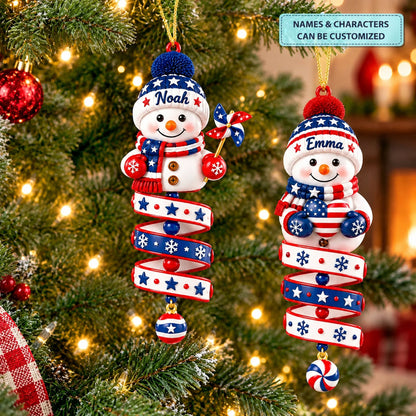 Personalized Patriotic Snowman Custom‑Shape Ornament