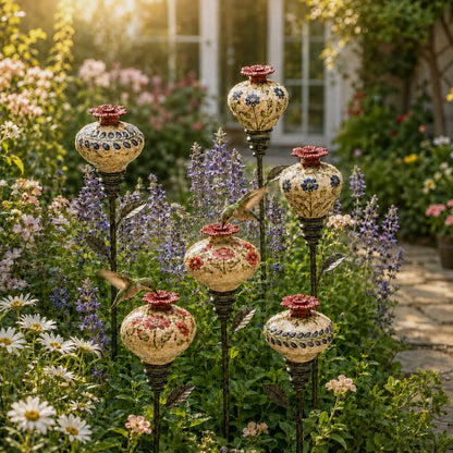 🐦 Retro hummingbird feeder garden pole