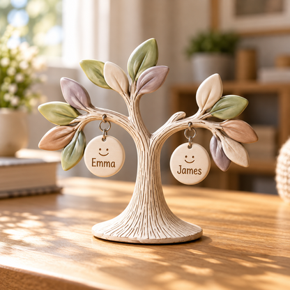 Personalized Family "Tree of Life" Desktop Ornament – Custom Names 🌳💖