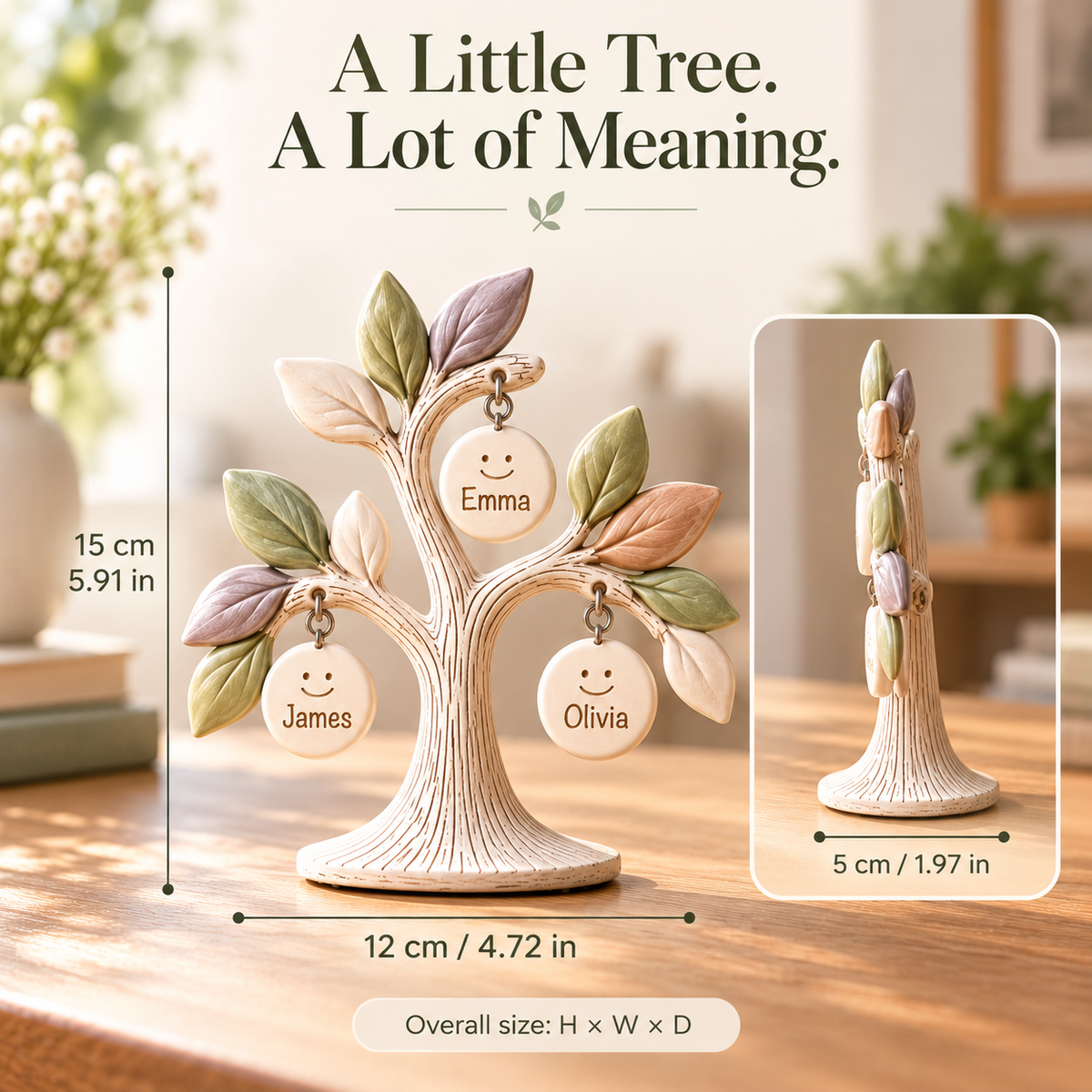 Personalized Family "Tree of Life" Desktop Ornament – Custom Names 🌳💖