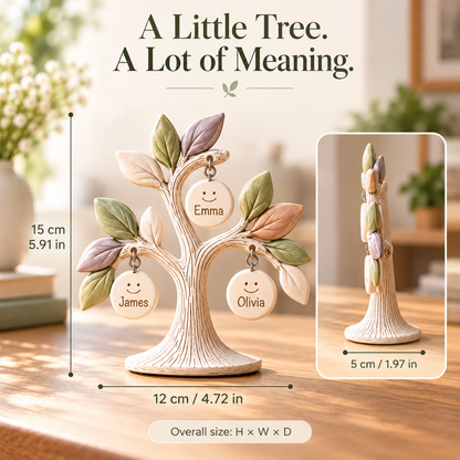 Personalized Family "Tree of Life" Desktop Ornament – Custom Names 🌳💖