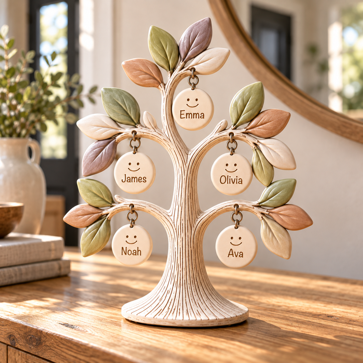 Personalized Family "Tree of Life" Desktop Ornament – Custom Names 🌳💖