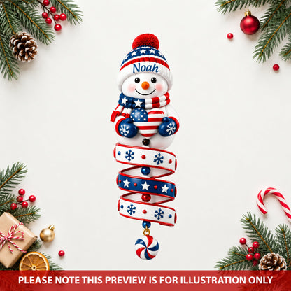 Personalized Patriotic Snowman Custom‑Shape Ornament
