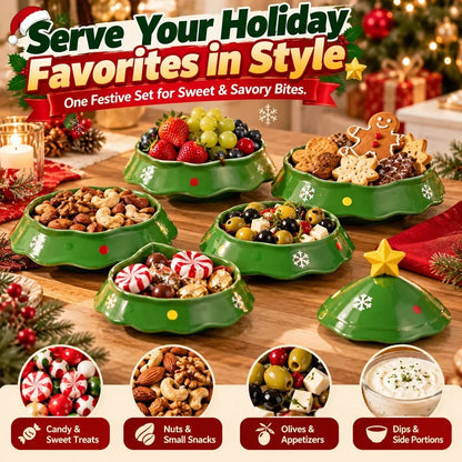 🔥HOT SALE-🎄5-Layer Christmas Tree Serving Tray – Stackable Snack & Dip Bowls, Festive Holiday Table Decor & Christmas Gift 🎁