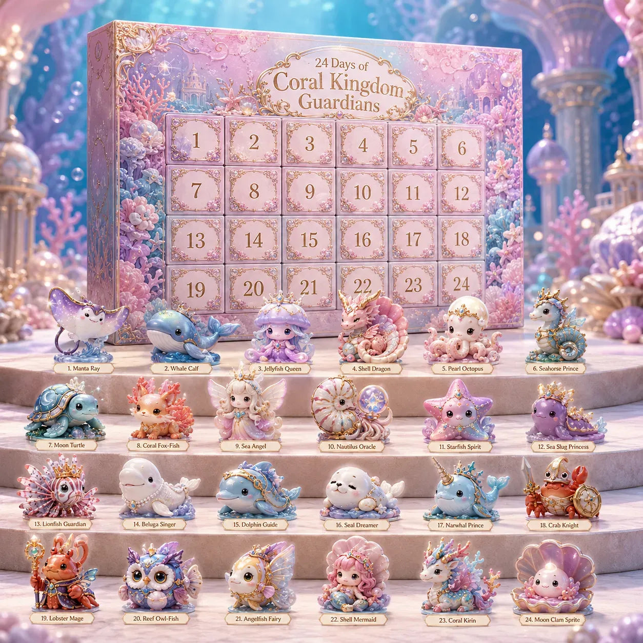 ⏳ Last Day 50% OFF – ✨ 24-Day Fantasy Guardian Advent Calendar Collection | 24 Unique Mini Collectible Characters with 4 Magical Themes for Daily Surprises & Display 🌲🌊