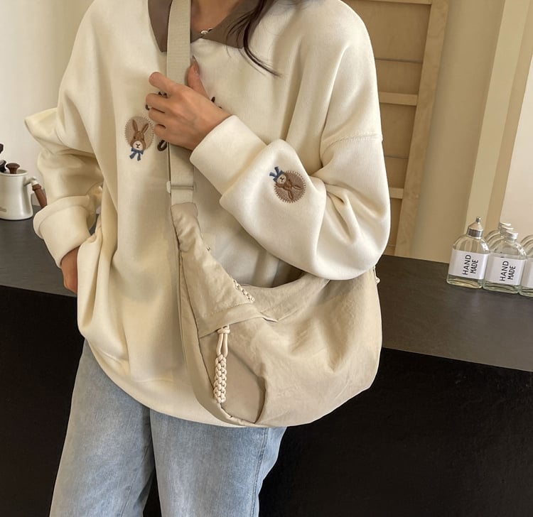 Women's Fashion Solid Color Nylon Crossbody Bag