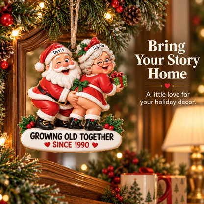 Personalized Santa Couple Ornament - Funny "Growing Old Together" Mr. & Mrs. Claus Anniversary Gift 🎅🤶