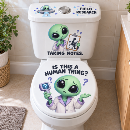 👽 “Is This a Human Thing?” 3-Piece Alien Toilet Decal Set