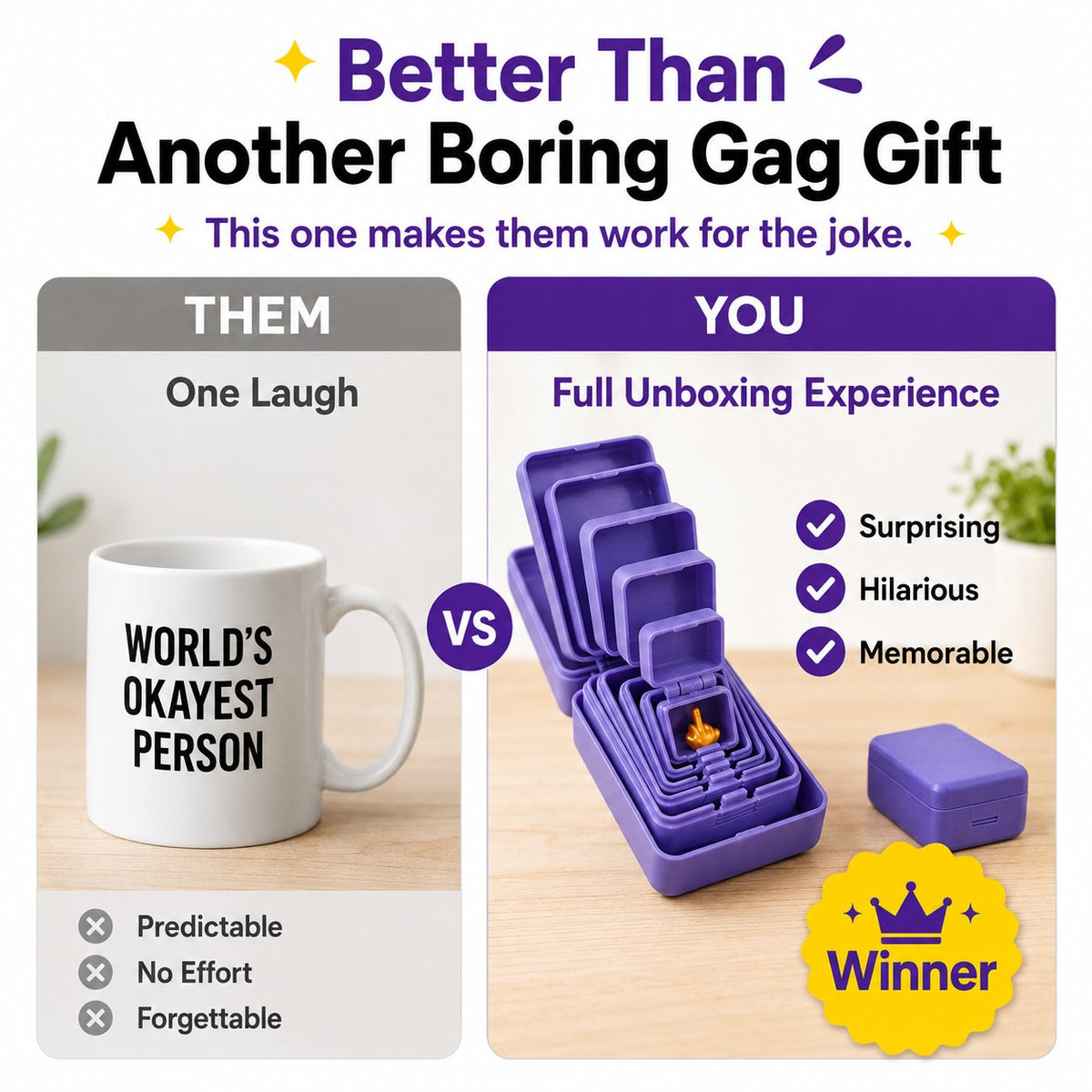 ⭐ Layer Nesting Prank Gift Box | Pick Your Surprise: Middle Finger or Number 67
